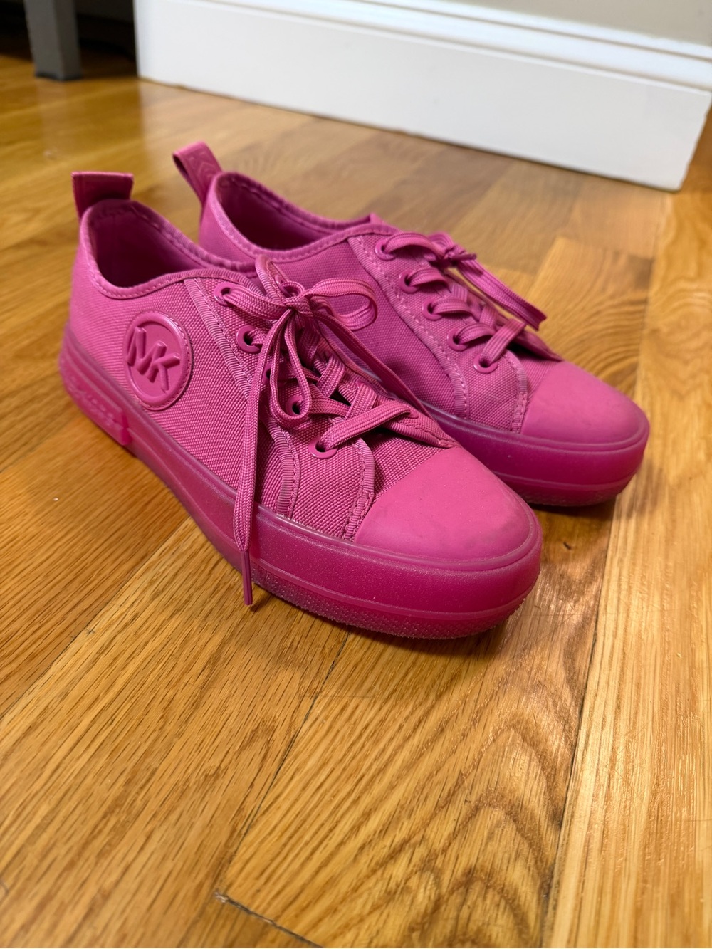 Michael Kors Hot Pink Platform Canvas Sneakers